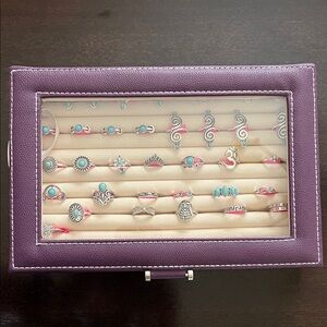 Purple Jewelry Box with Assorted with Rings